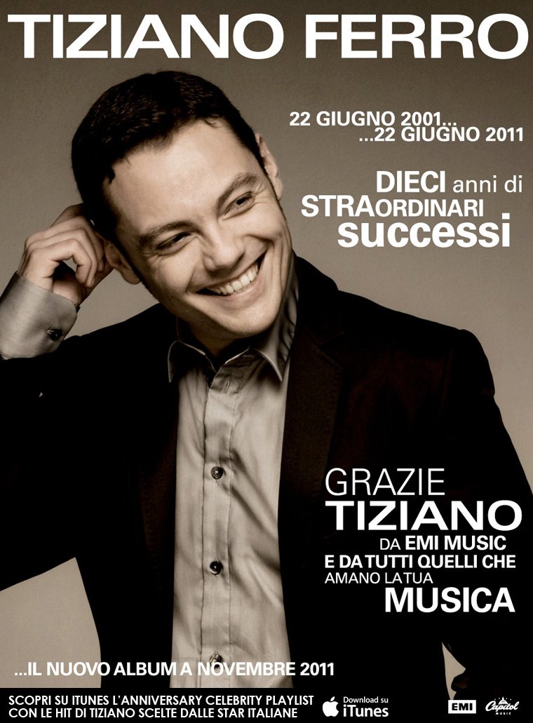 Tiziano Ferro: 10 anni di carriera festeggiati su iTunes